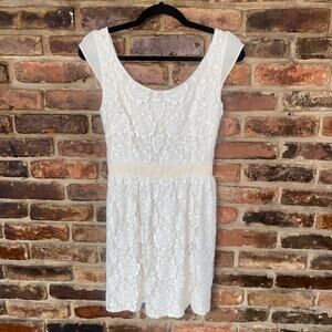 American Eagle Cream Lace Sleeveless Open Back Mini Dress Women's Size 4